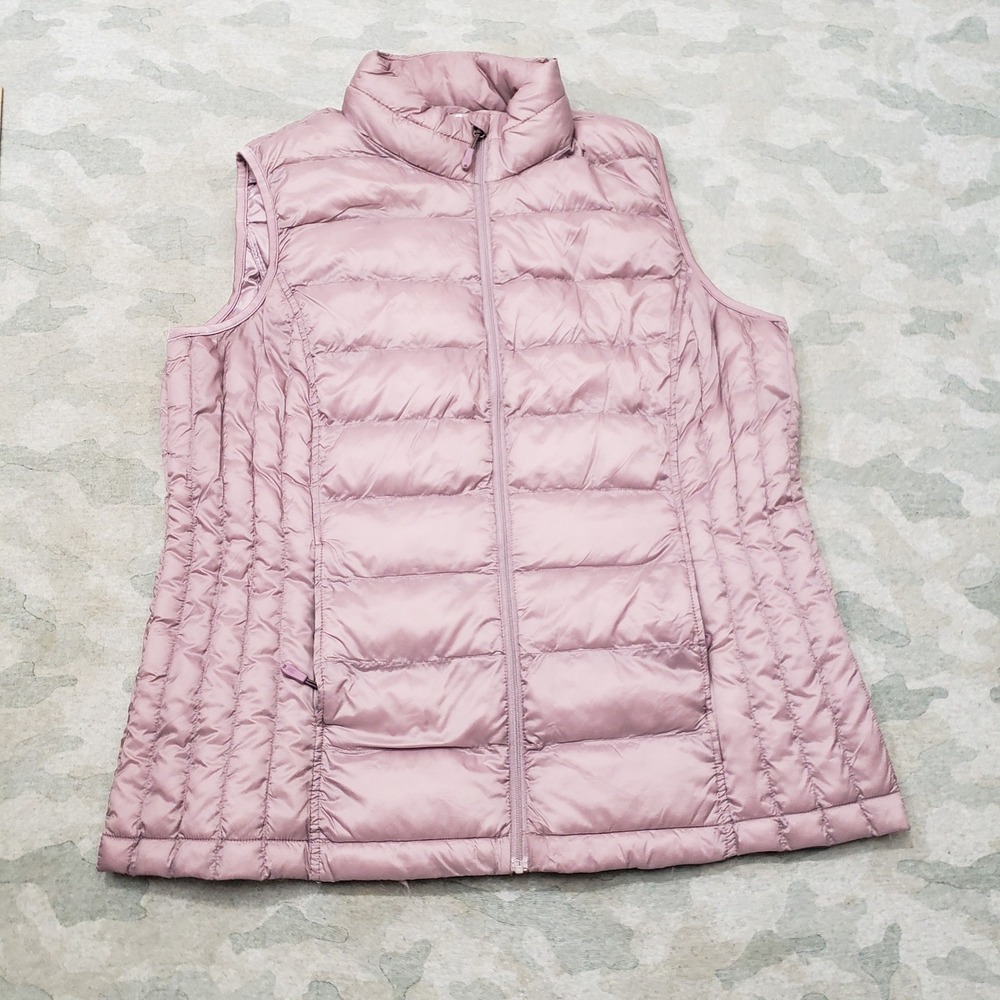 32 Degrees Heat Puffer Vest Womens Large Purple Mock Neck Quilted Zip Pockets
